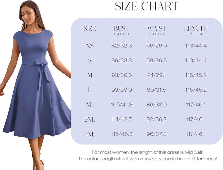 DRESSTELLS Damen Vintage Retro 1950er Cocktaikleid A-Line Swing Festlich Midilang Kleid Greyblue M,