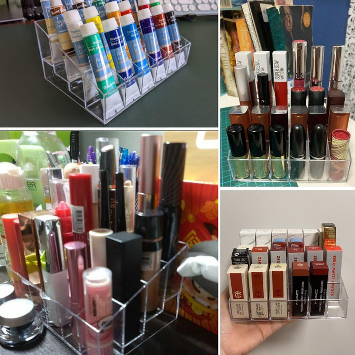 Tecbeauty Lippenstift-Halter, 24 Fächer, transparenter Lippenstift-Organizer, Acryl, Lipgloss, Aufbe