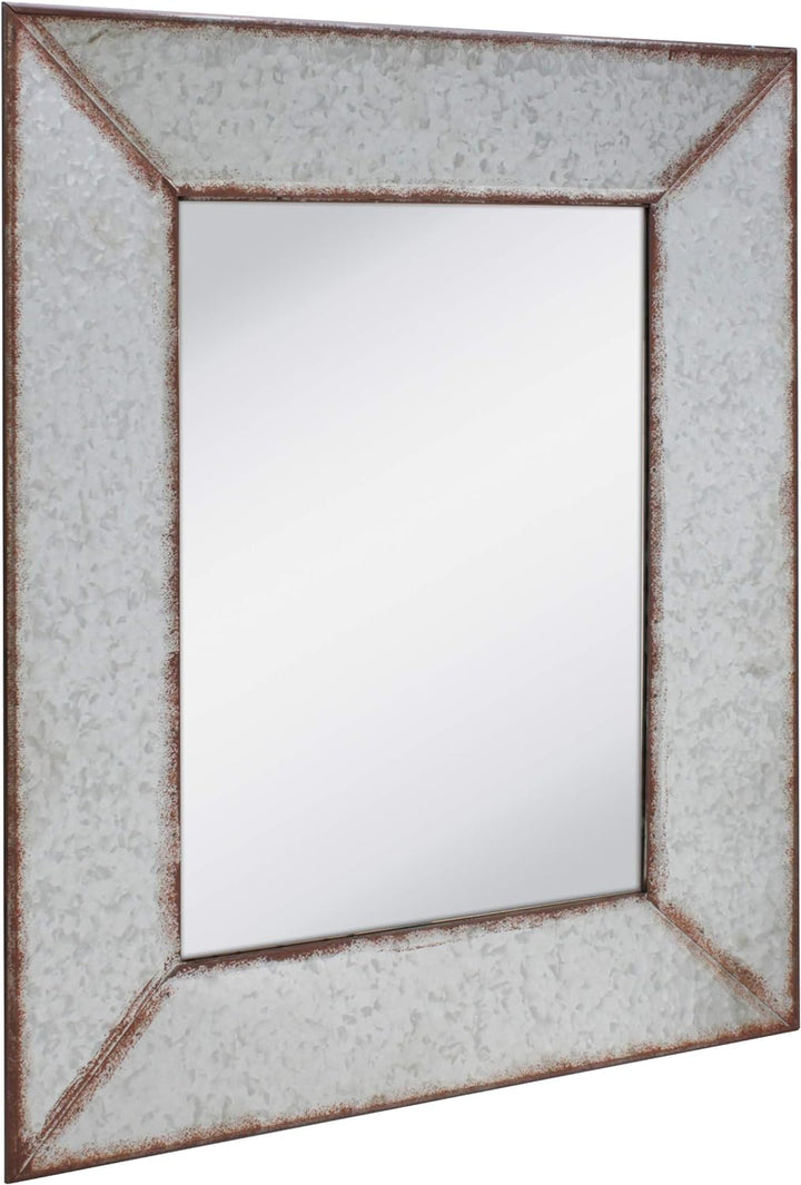 Stonebriar Rustic 28" x 22" Rectangle Galvanized Metal Frame Hanging Wall Mirror