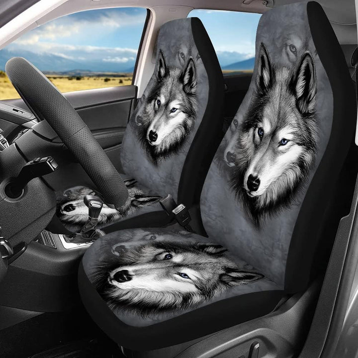chaqlin Grey Wolf Print Autositzbezüge + Rückenlehnenbezug hinten hinten Bankbezug hinten Autositzbe