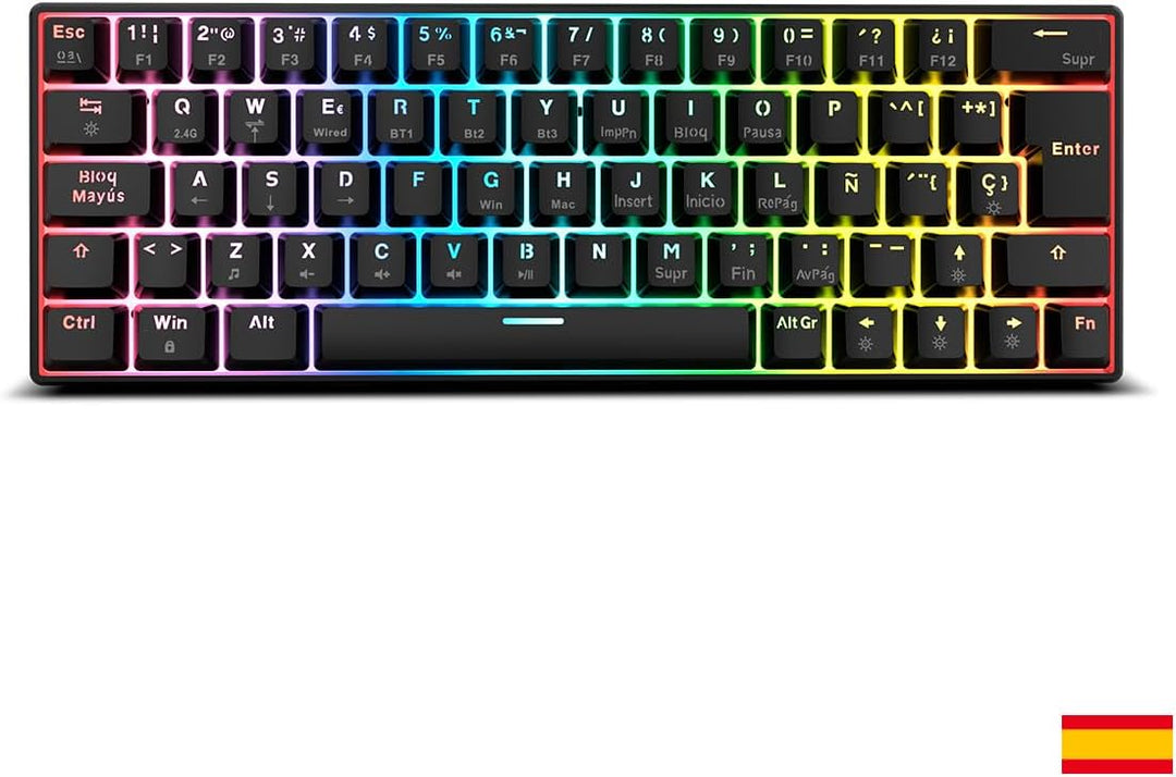 KROM KYARA - Mechanische RGB-Gaming-Tastatur, Bluetooth 5.0, 2,4 GHz und USB, Design im 60 Prozent-F