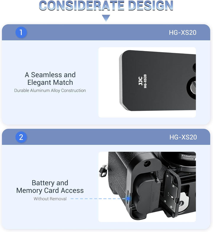 JJC Metall Kamera Handgriff für FUJIFILM X-S20 Kamera, X-S20 Schnellwechselplatten Halter Erweiterun