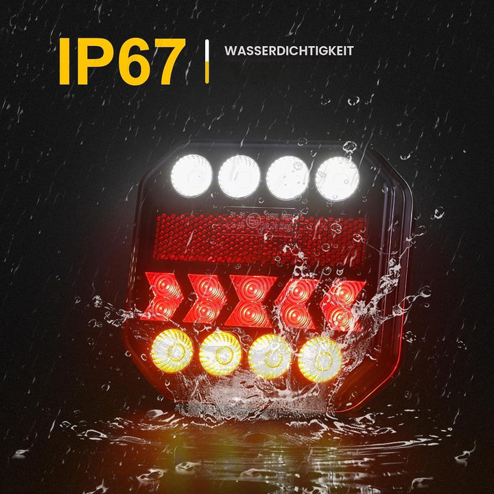 2 Stück Anhänger Rücklichter, IP65 12/24 V Superhell Wasserdicht Blinker Bremse Rückwärtsgang Nebels