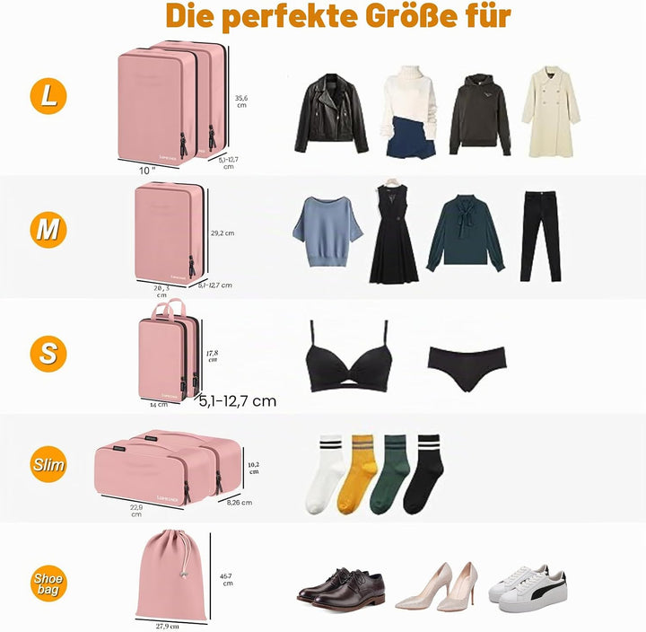 Koffer Organizer Set 8-teilig, Packtaschen für Koffer, Packing Cubes Set für Reise,Packtaschen mit K