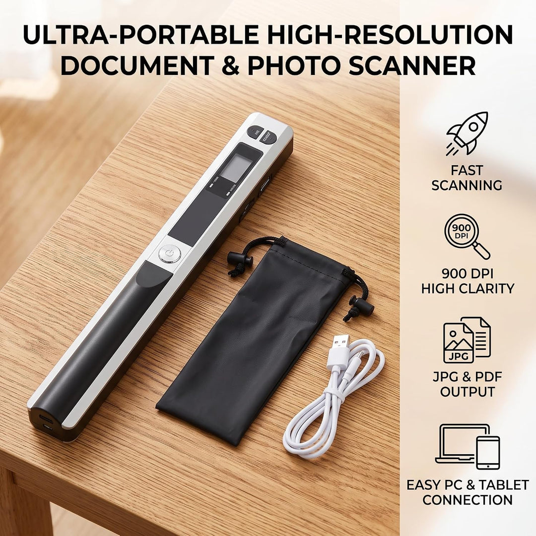 Fafeicy 300DPI 600DPI 900DPI A4/213 mm Tragbarer Scanner, USB2.0-Handheld-Business-Scangerät, Micro-