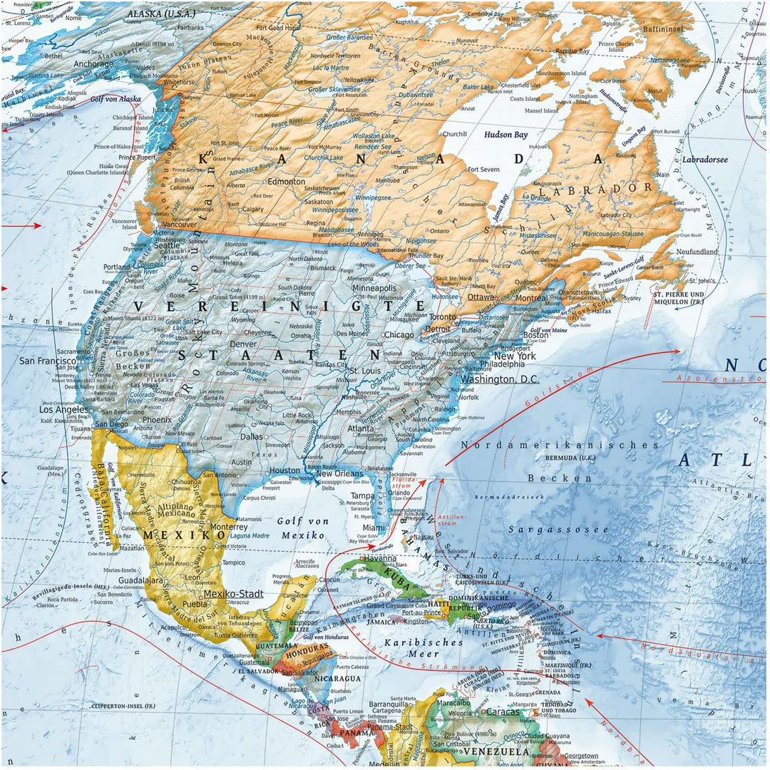 Politische Weltkarte, Grösse 120 x 80 cm, Stand der Weltkarte 2023, deutsch Papier 120 x 80 cm, Papi