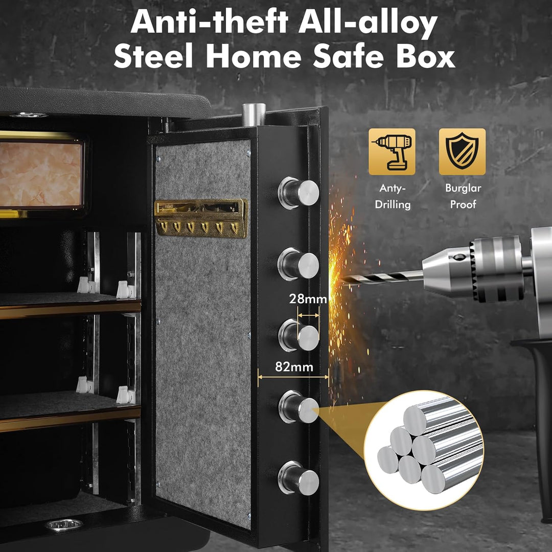 4.2 Cub Safe Tresor für Zuhause,Tresor Feuerfest Wasserdicht mit Schlüssel,Zahlenschloss,Digitaler H