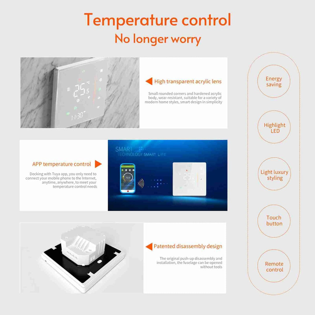 Decdeal WiFi Thermostat Wasser-Fussbodenheizung,Unterstützung Von TUYA/Smart Life,Google Home,Progra