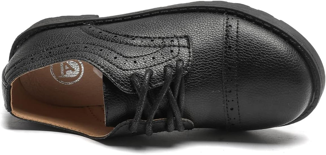 PPXID Jungen Schnürhalbschuhe Schule Uniform Hochzeit Anzugschuhe 21 EU Schwarz, 21 EU Schwarz