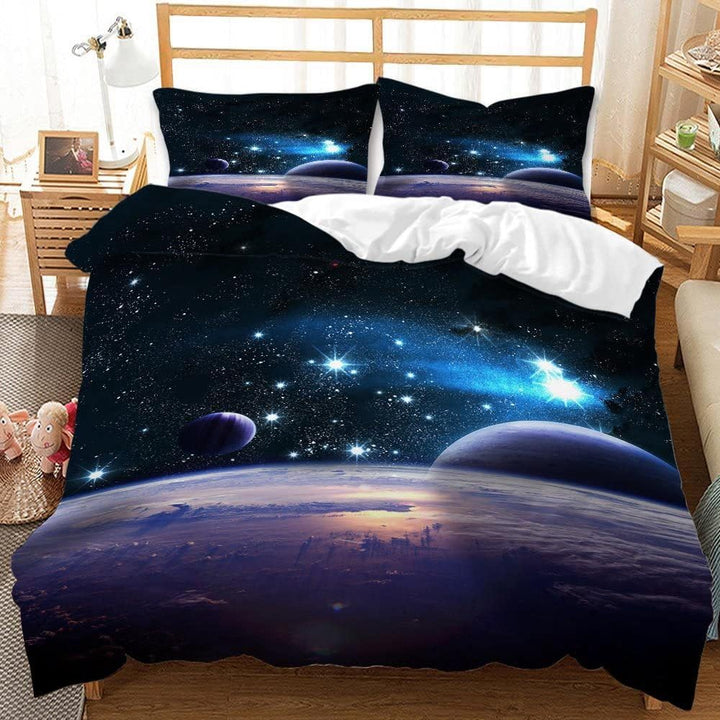 TULTOAP Bettwäsche Galaxie 135x200 3D Universe Starry Planet Weltall Bettbezug Lila Blau Universum T