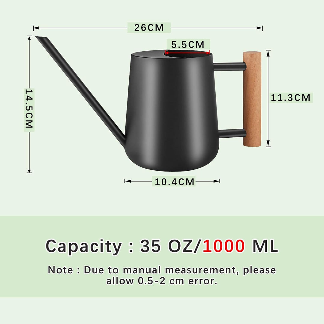 1L Giesskanne Zimmerpflanzen, (1000 ml) 35 Oz Metall Edelstahl Klein Giesskanne mit Langem Auslauf u