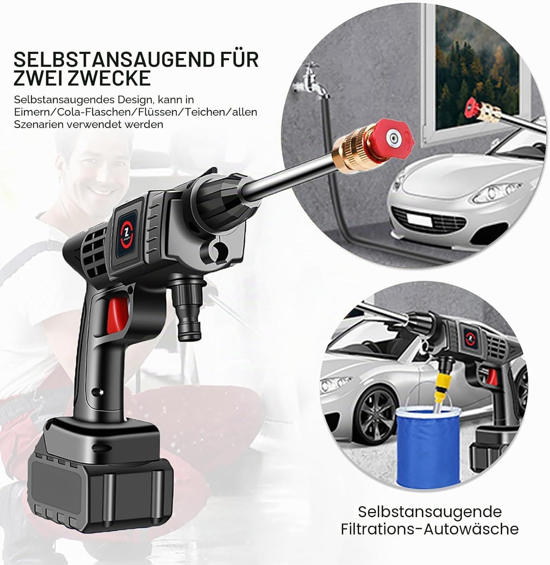 Hochdruckreiniger mit Akku, 21 V/4,0 Ah, max. 50 bar, kabelloser Hochdruckreiniger mit Hochleistungs
