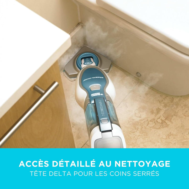 Black+Decker Dampfreiniger Steam Mop Deluxe FSM1630 / Stehender Dampf Mop für versiegelte Hartböden/