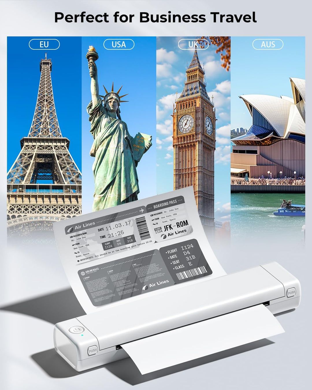Phomemo M08F Mobiler Drucker A4 für Unterwegs Thermodrucker - Tragbarer Bluetooth Drucker für Den He