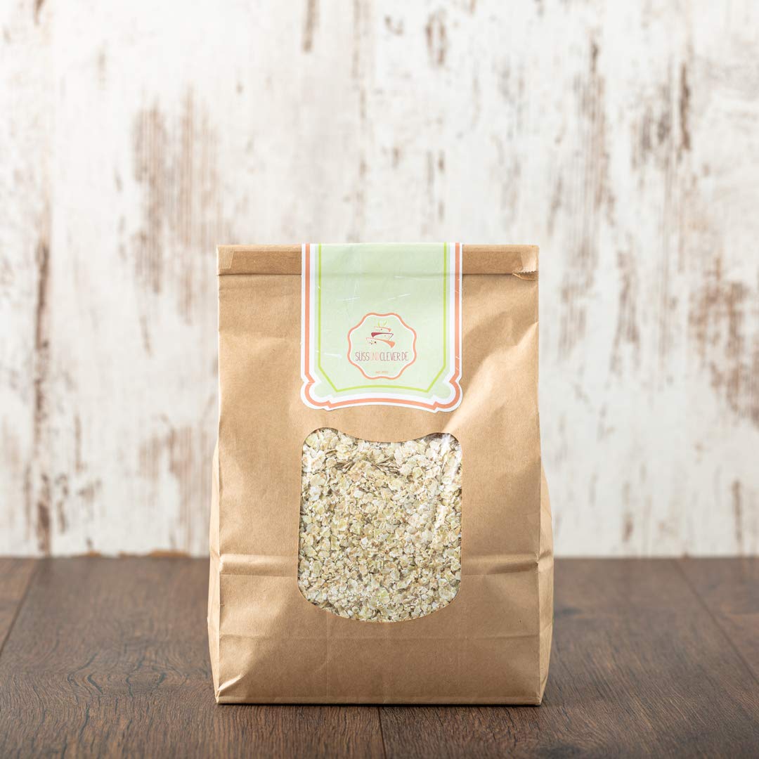 süssundclever.de® Bio Buchweizenflocken | Vollkorn | 2,0 kg (2 x 1,0 kg) | plastikfrei und ökologisc