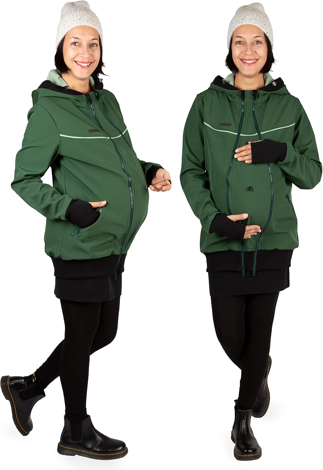 Viva la Mama 3in1 Softshell Tragejacke Baby Umstandsjacke Allwetter I JACKY L Waldgrün, L Waldgr&amp;