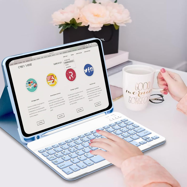 Lielax Schutzhülle mit Tastatur für iPad 10. Generation 2022 10,9 Zoll, italienische QWERTY Tastatur