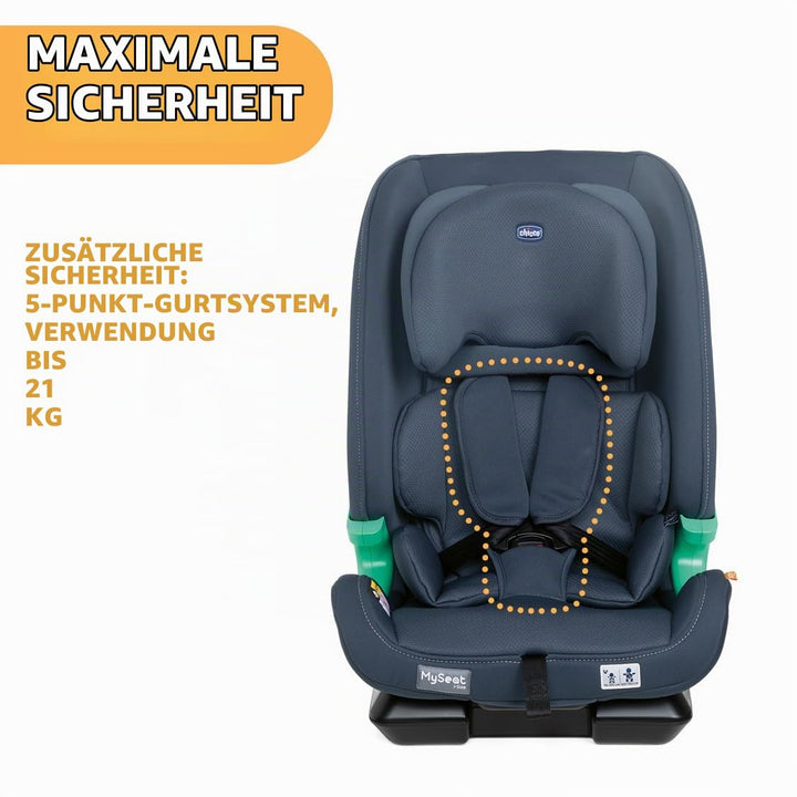 Chicco MySeat, Autositz, mit Isofix-System, Verwendung mit Integrierten Gurten und mit Autogurten, L