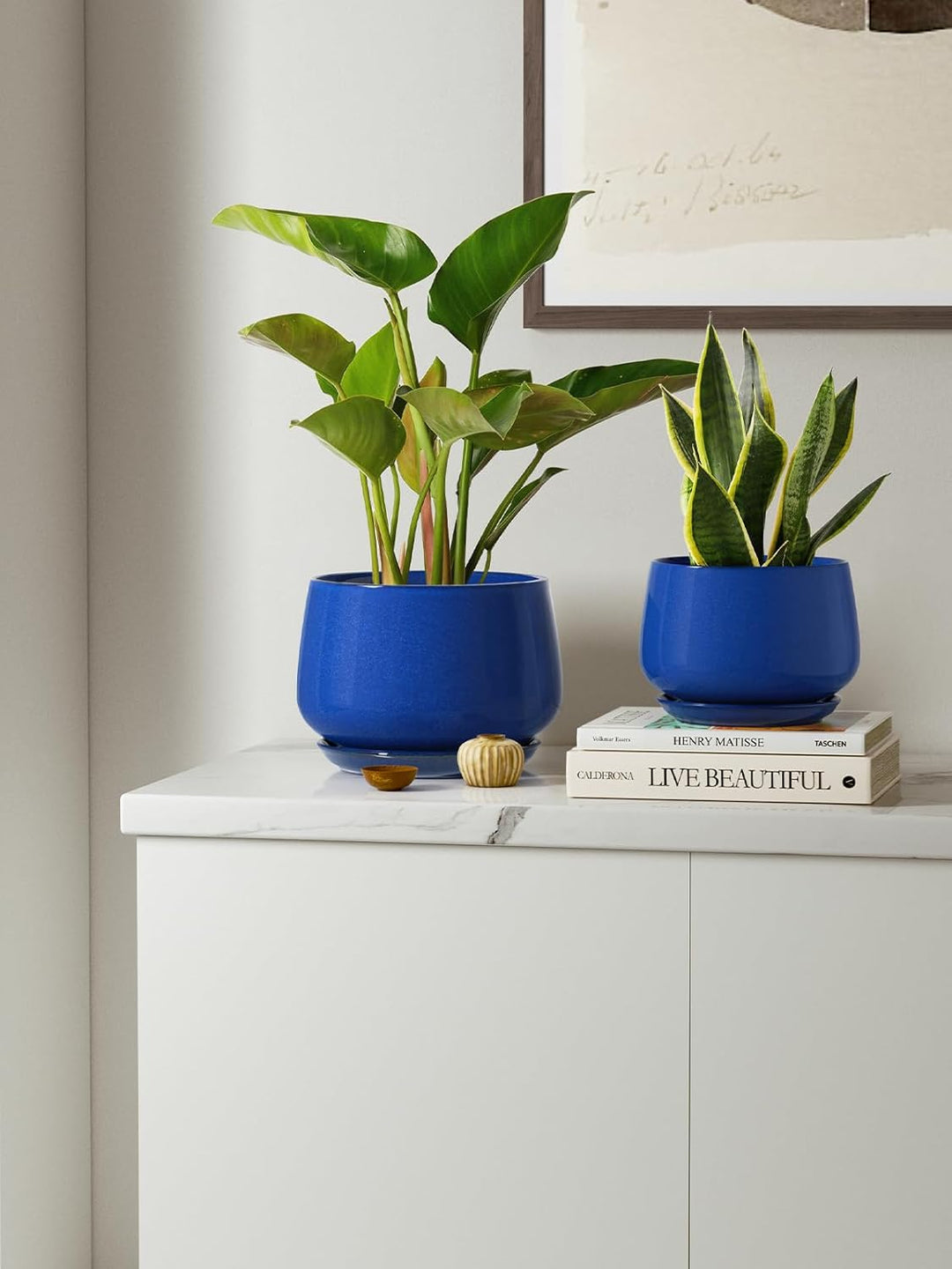 LE TAUCI 3er Pack Keramik Blumentopf, 10+13+16 cm Durchmesser Klein Töpfe Set, übertöpfe für Zimmerp