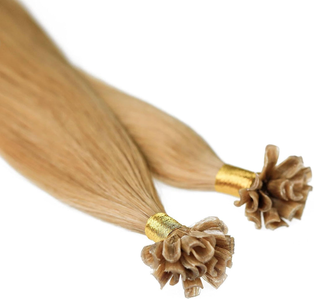 hair2heart Extensions Echthaar Bondings glatt - 150 Strähnen 1g 60cm 9/31 lichtblond Gold Asch 