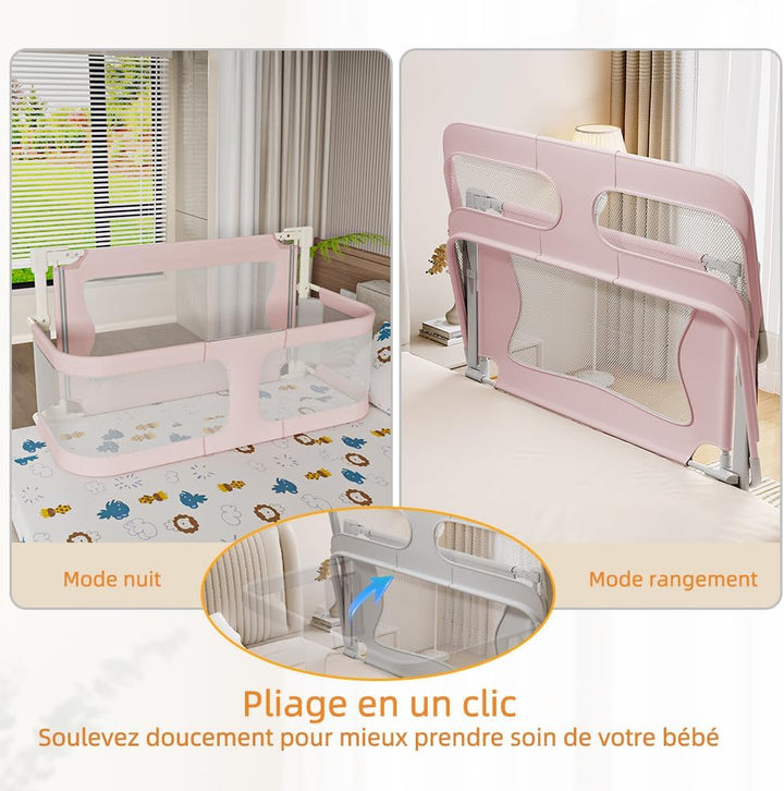 OHMG Bettgeländer,Sicherheitsgitter für Kinder,Sicherheitsgitter für Bett,höhenverstellbar,tragbar,B