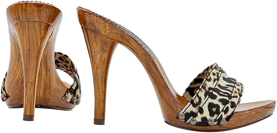 Damen-Clogs mit Stoffband mit Leopardenmuster - KM7101 Leo (42 EU, Leopard) 42 EU Leopard, 42 EU Leo