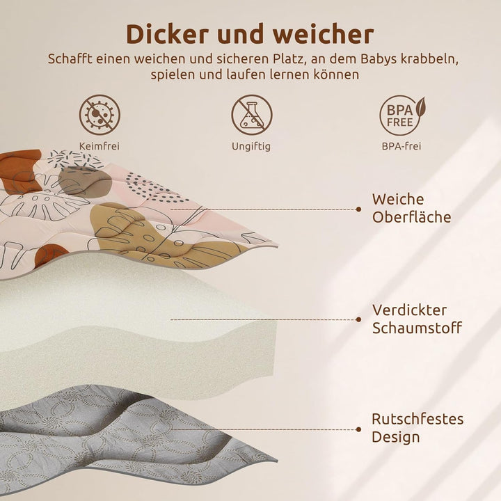 Baby Spielmatte 180x150cm Krabbelmatte, Dicke Weiche Polsterschaum Krabbeldecke für Babys und Kleink