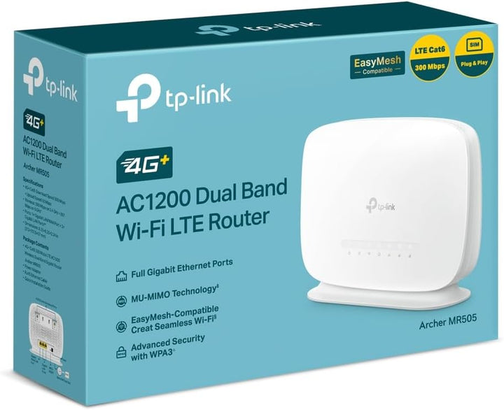 TP-Link Archer MR505 LTE Router, 4G+ Router unterstützt SIM Karten, 4G+ Cat6 bis zu 300Mbps, WLAN Du
