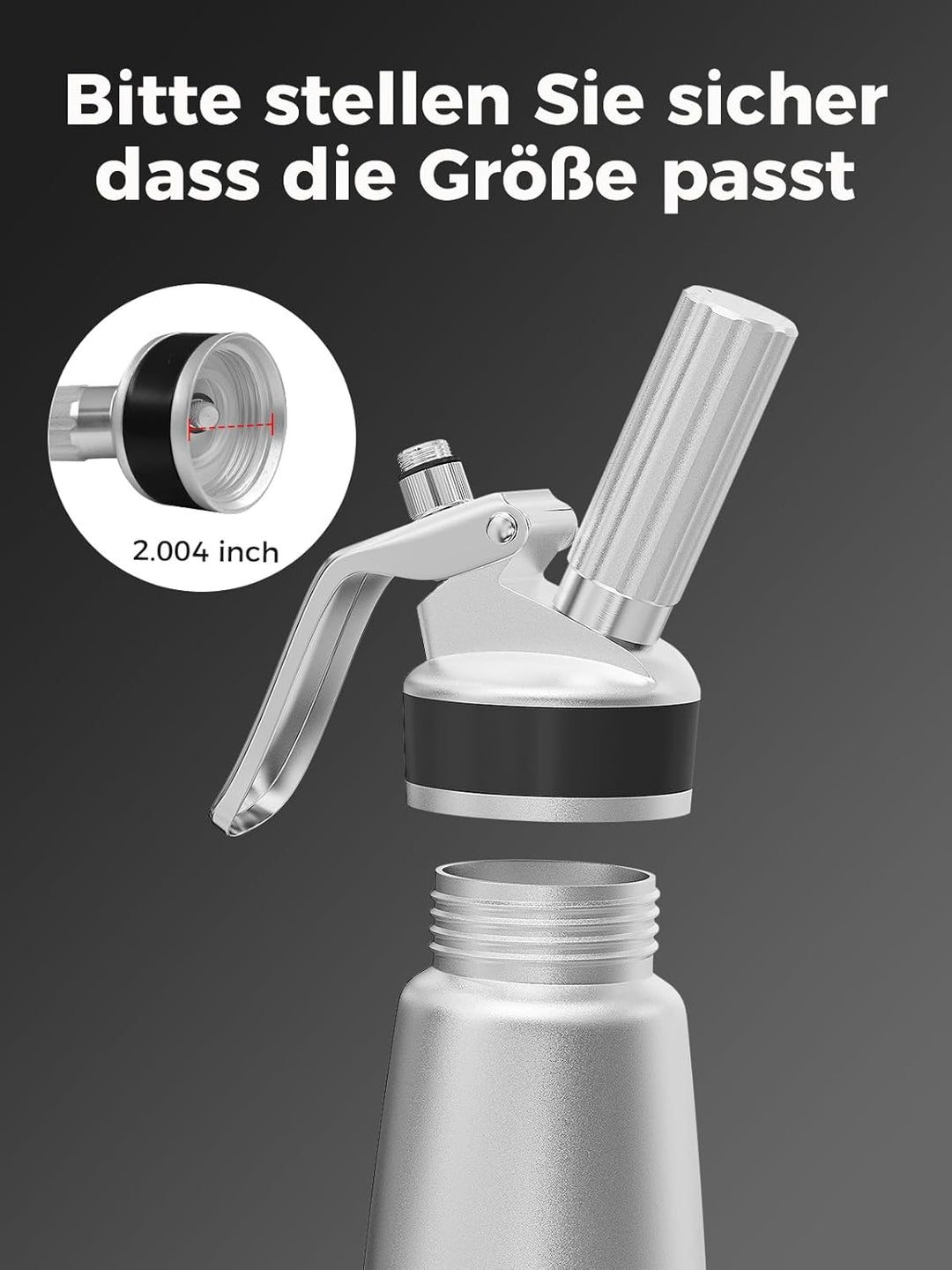 SimCoker Aluminium Sahnesäulenaufsatz, Ersatzteil Kopf für Sahnezubereiter,Sahnesäulenaufsatz mit De