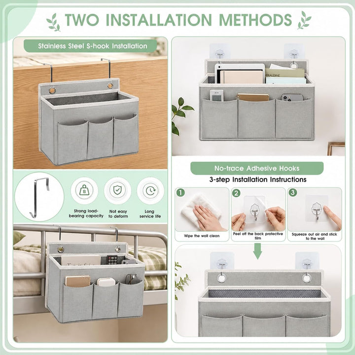 Hängeorganizer mit Haken 2 Stück Bett- &amp; Tür-Organizer zum Einhängen | Inkl. 4 Metallhaken &amp; 4 klebe