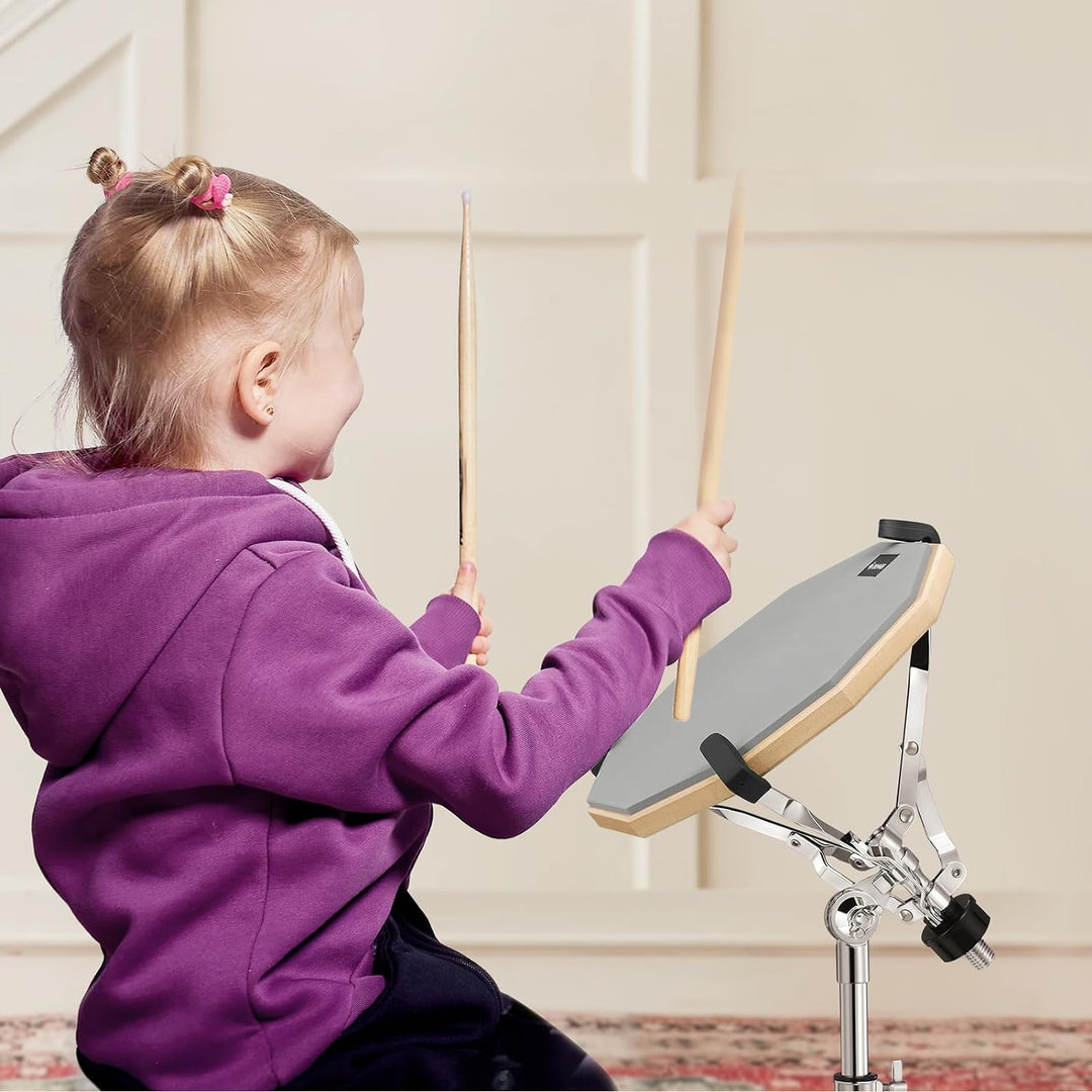 Donner Drum Practice Pad mit Snare Drum Ständer Kit, 3 Paar Drumsticks mit Tasche, Drum Gele silber,