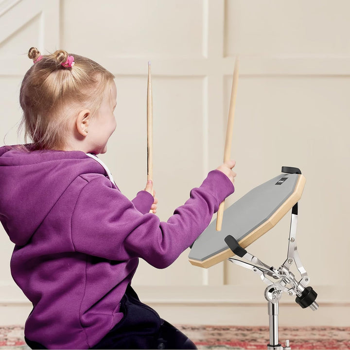 Donner Drum Practice Pad mit Snare Drum Ständer Kit, 3 Paar Drumsticks mit Tasche, Drum Gele silber,