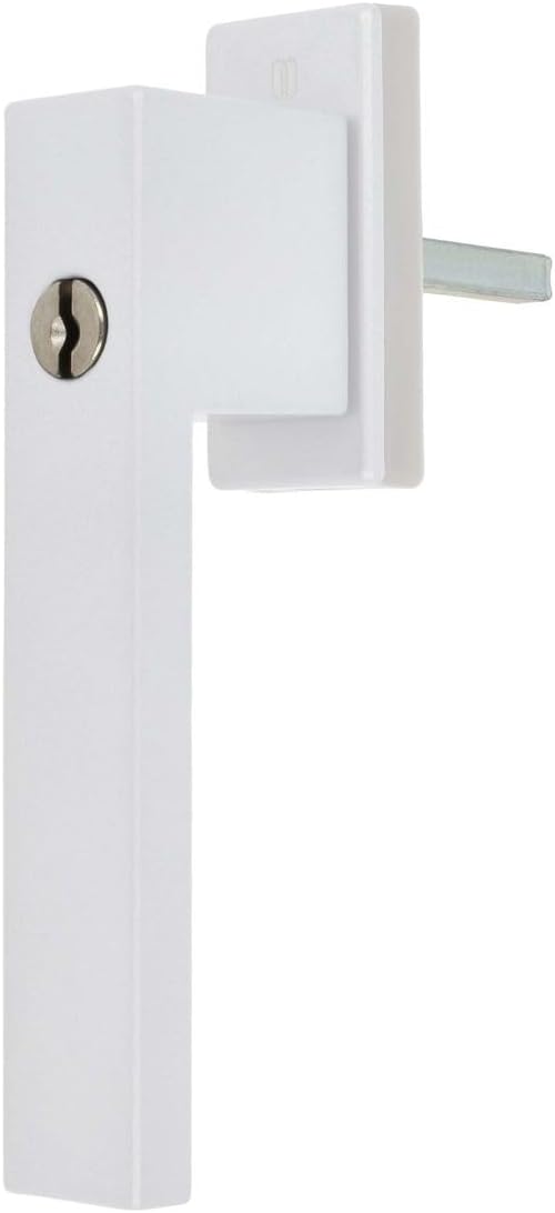 Design Aluminium Fenstergriff Dublin abschliessbar - pulverbeschichtet, Farbe:Weiss RAL 9016 (matt),
