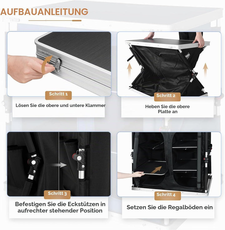 EAGLE PEAK Zwei-Personen-Camping-Klapptisch mit Aufbewahrungsorganizer und Seitentaschen, tragbare O