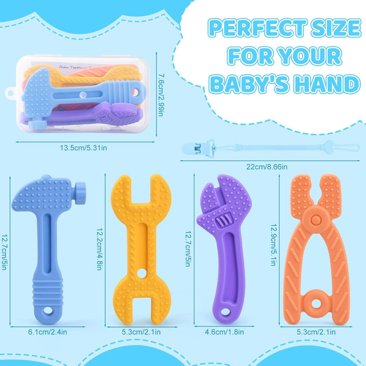 Beissring für Babys,Beissring Baby 4 Stück - BPA-freies Silikon Kühlender Beissspielzeug für 3-12 Mo