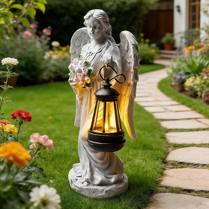 PORFOYO Solar Engel Gartenfiguren, Grabschmuck Wetterfest, Gartendeko Solar Gartenfiguren Für Aussen