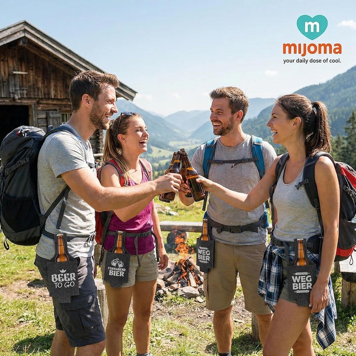 MIJOMA Bierholster 4er Set aus Filz – Bierhalter für Gürtel – tragbares Flaschenholster für unterweg
