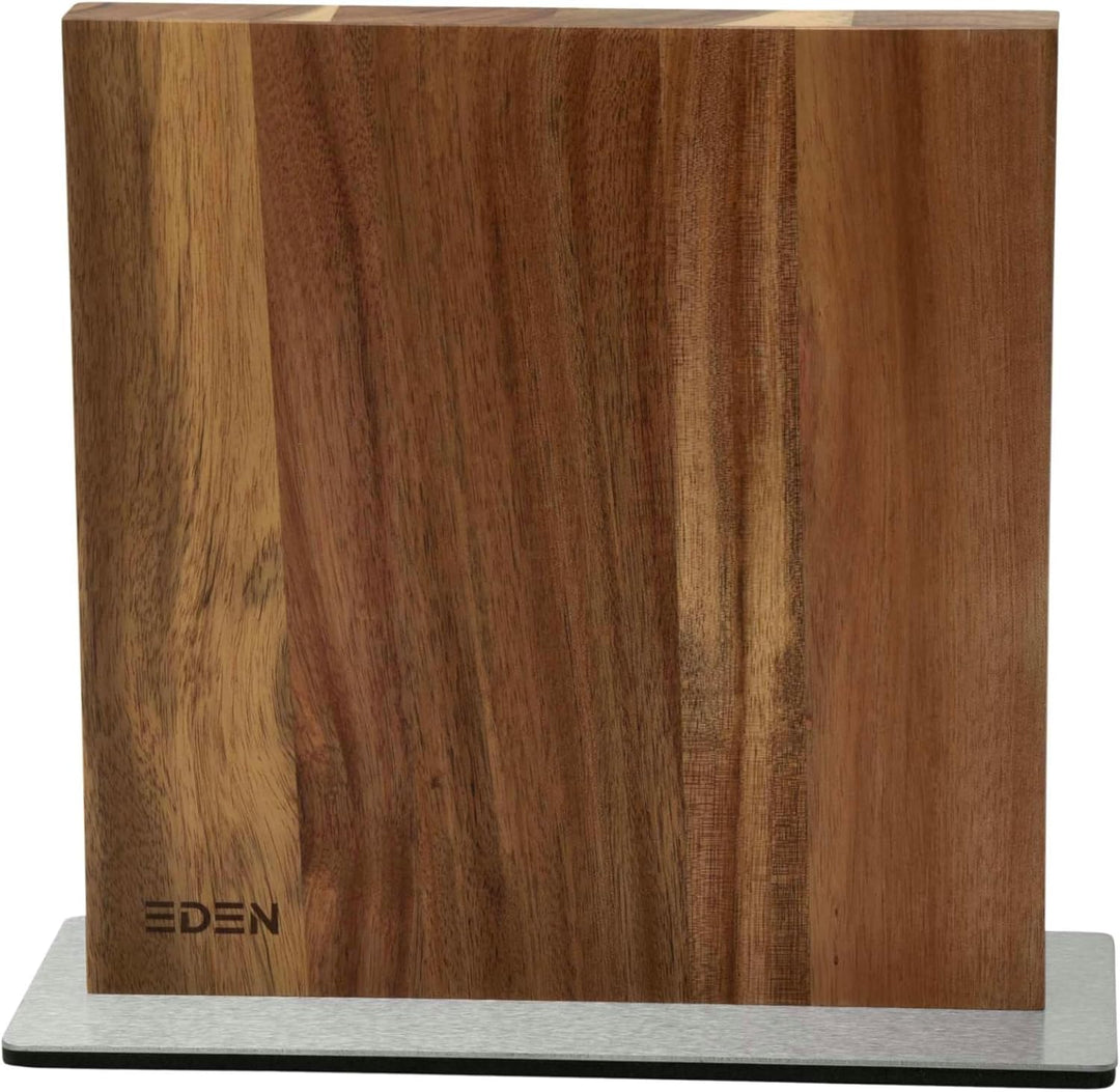 Eden Magnetic Knife Block EQB101 magnetischer Messerblock, Akazienholz mit Metallbasis, 23 x 25 cm