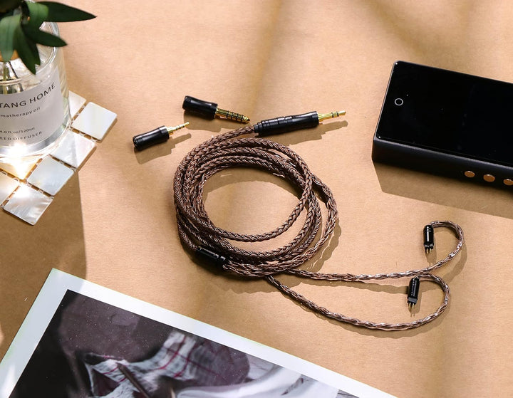 LINSOUL Tripowin Amber 32AWG OFC Oxygen Free Cable HiFi IEM Kabel mit austauschbarem 2.5mm/3.5mm/4.4