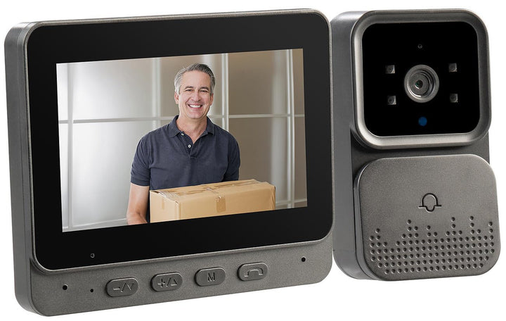 Somikon Funkklingel mit Kamera: Kabellose Plug-&-Play-Video-Funkklingel mit Monitor, IR-LEDs, schwar