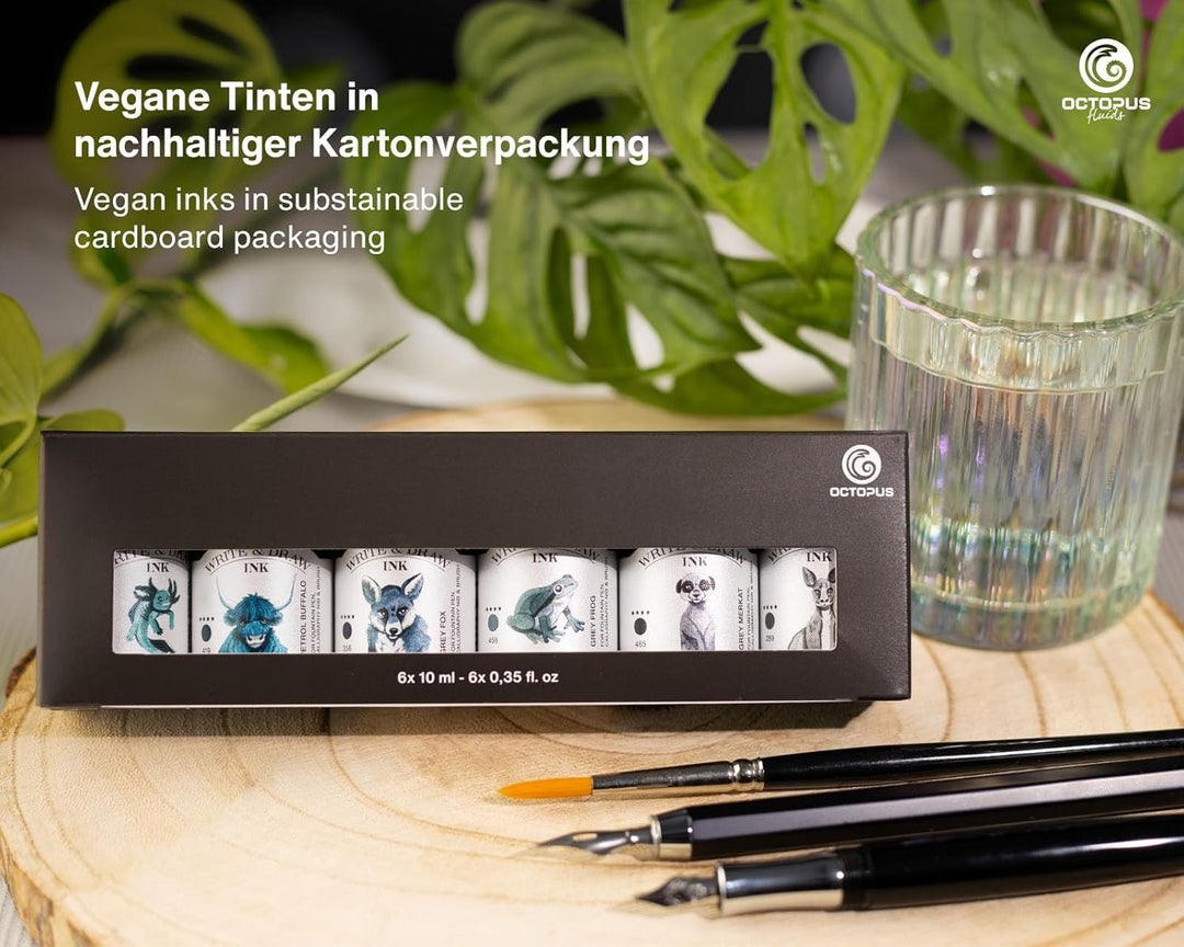 Octopus Write and Draw Ink Set MOUNTAIN, wasserfeste Tinte zum Schreiben und Zeichnen, Kalligraphiet