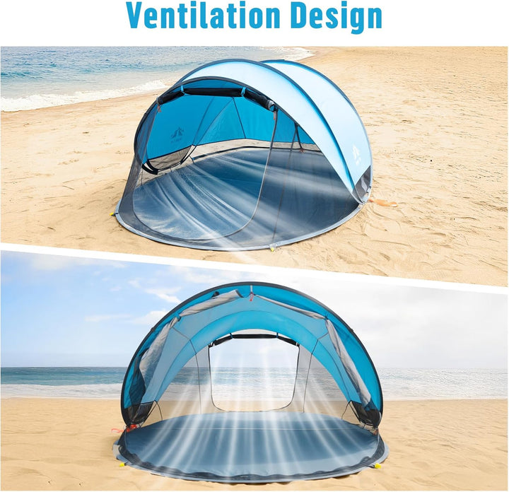 NIght Cat Pop Up Strand Zelt: 3 4 Personen Camping Strandmuschel mit Moskitonetz uv Schutz 50+ Sonne