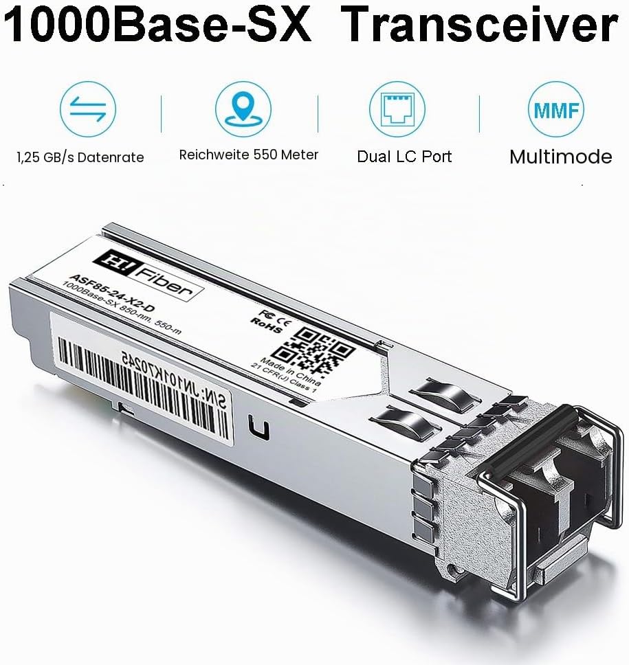 für HPE 1000BASE-SX SFP Transceiver, 1.25G SFP zu LC Multimode Glasfasermodul (J4858A, J4858B, J4858