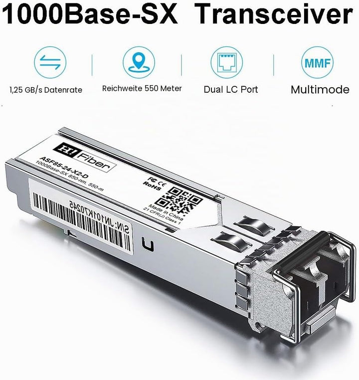 für HPE 1000BASE-SX SFP Transceiver, 1.25G SFP zu LC Multimode Glasfasermodul (J4858A, J4858B, J4858