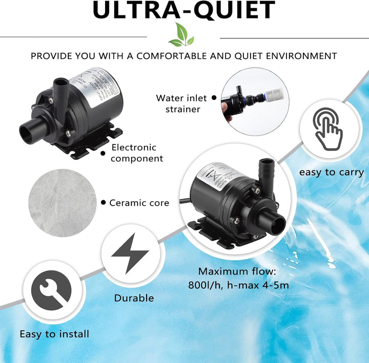 HSEAMALL DC 12 V Mini-Wasserpumpe mit Filter, bürstenlose Tauchwasserpumpe, Amphibienpumpe für Teich