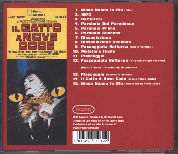 Die neunschwänzige Katze (Il Gatto a Nove Code), Audio-CD