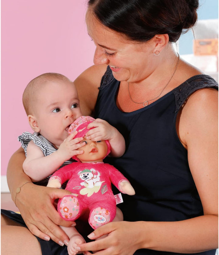 BABY born Sleepy for babies pink, waschbare Stoffpuppe mit herunterziehbarer Mütze und integrierter