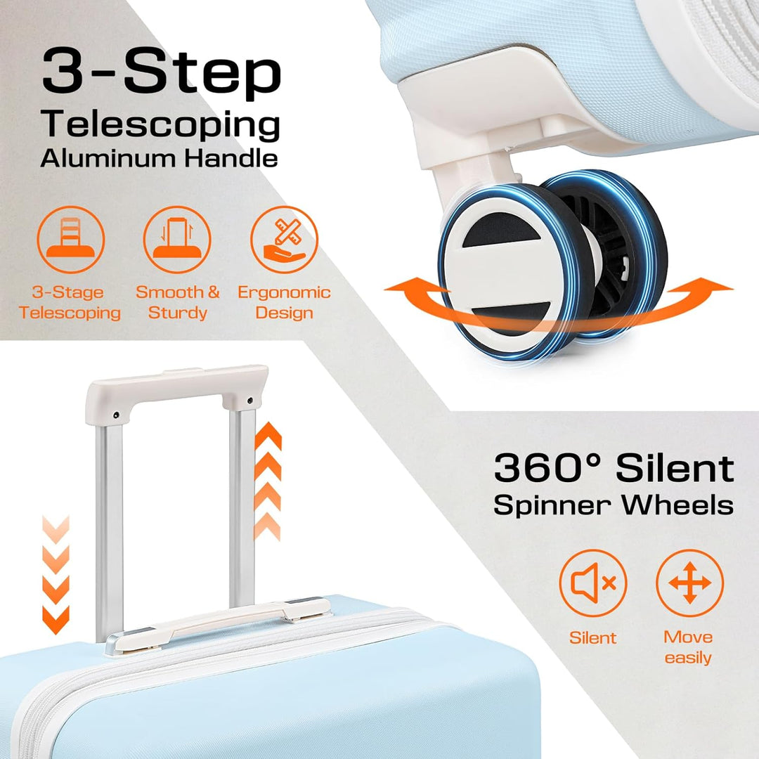 Joyway Kofferset 5tlg von ABS Hartschalen Erweiterbar Trolley Kofferset mit 4 Rollen und TSA-Schloss
