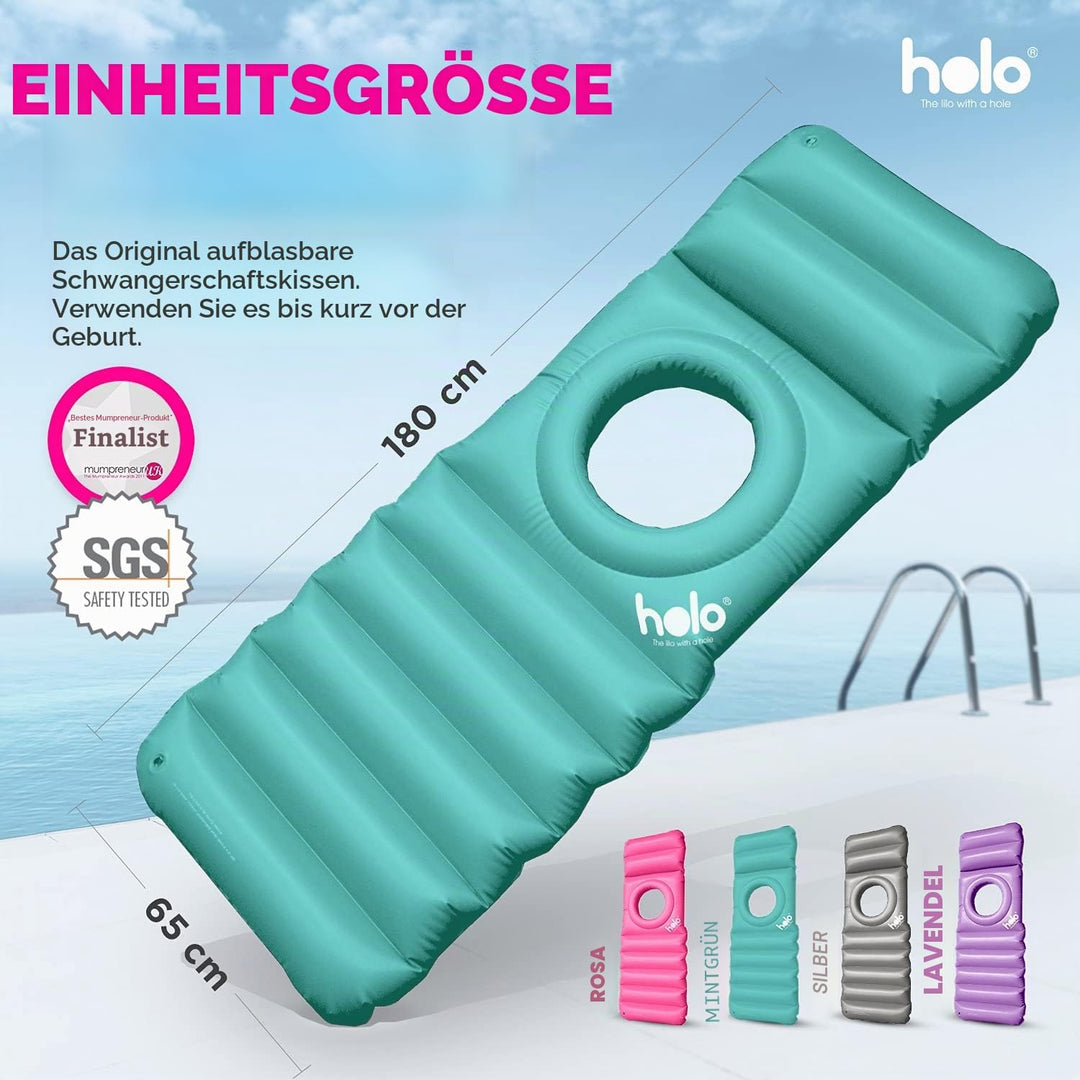 HOLO Aufblasbares Schwangerschaftskissen -Mint Tragbare Ganzkörperunterstützung Schmerzlinderung für