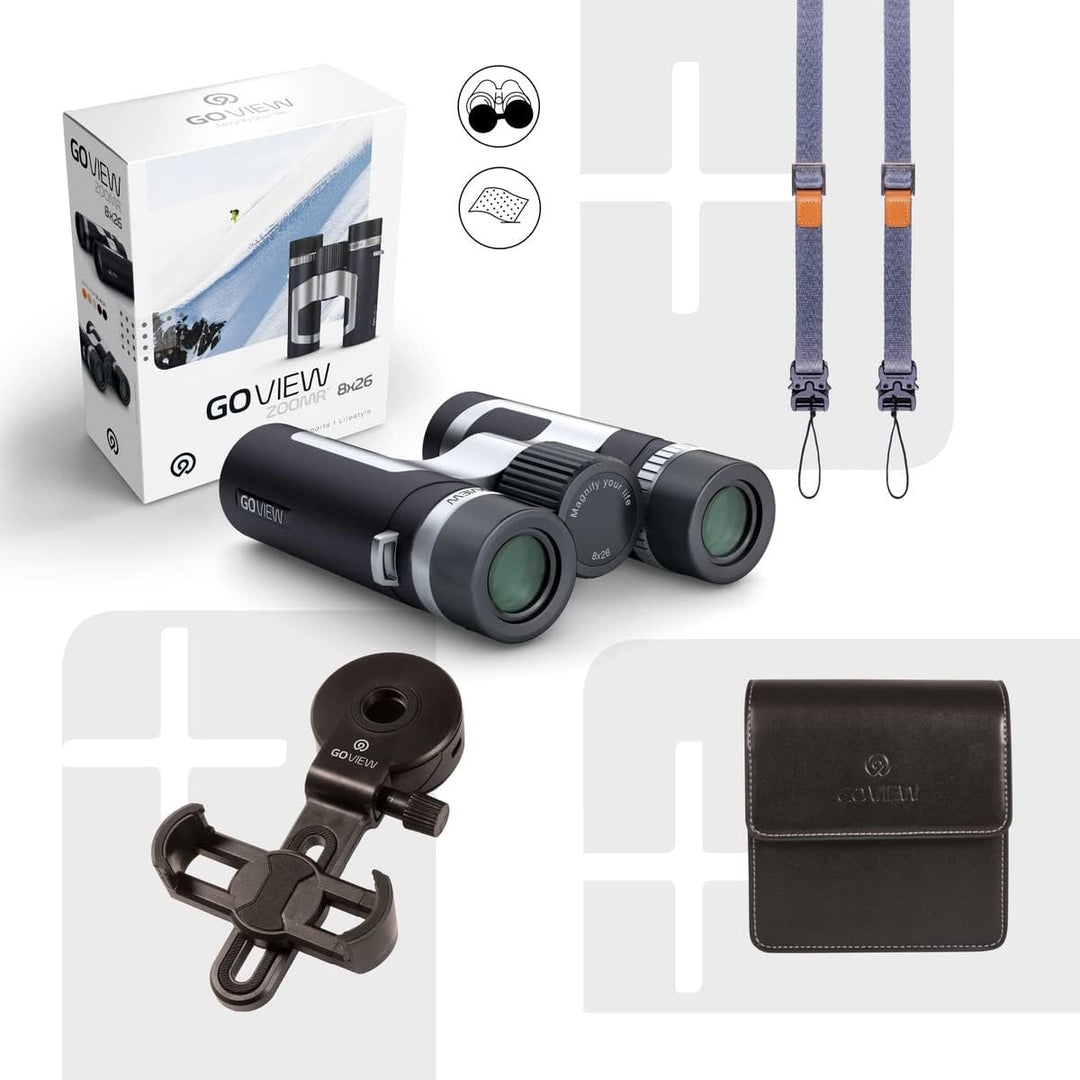 GoView ZOOMR 8x26 kleines, leichtes Fernglas (8-Fach Zoom, Magnesiumgehäuse, inkl. Smartphone-Adapte